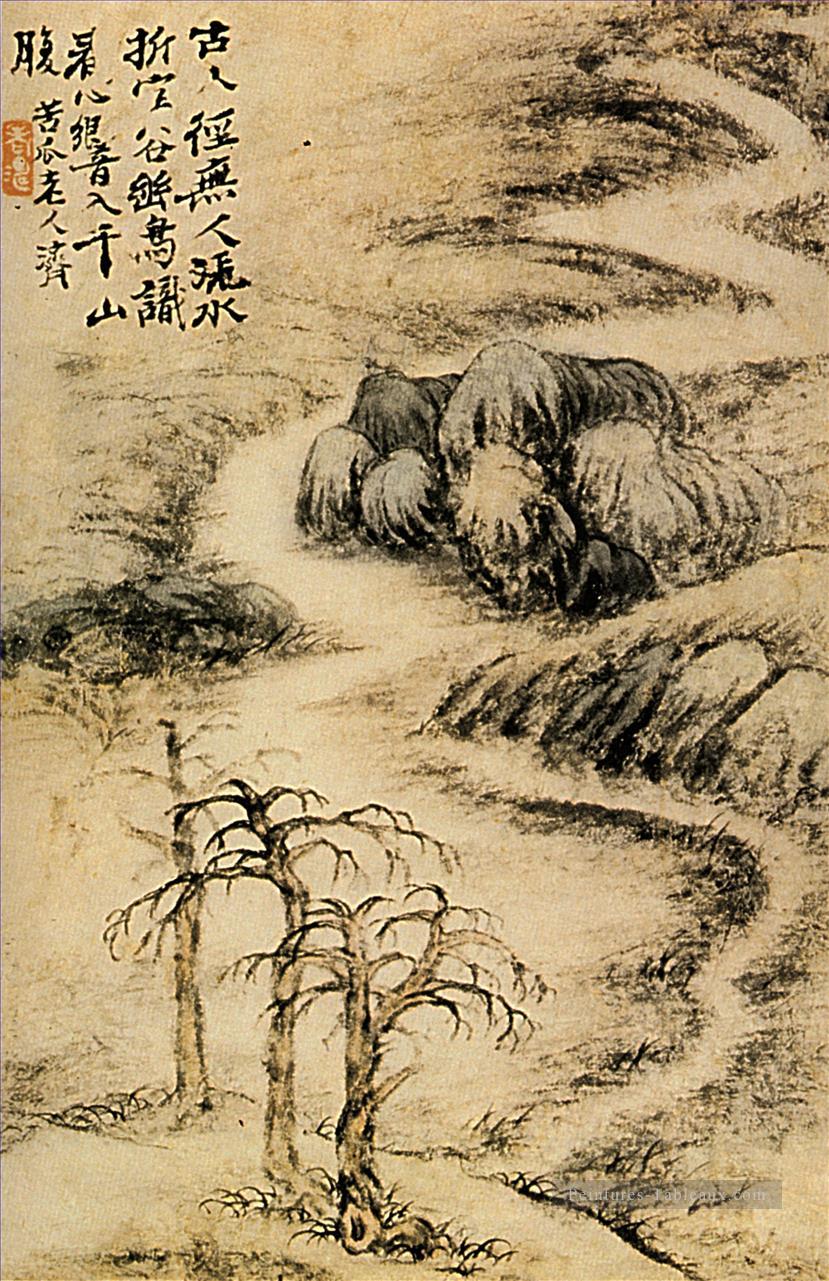 Shitao Creek en hiver 1693 vieille encre de Chine Peintures à l'huile